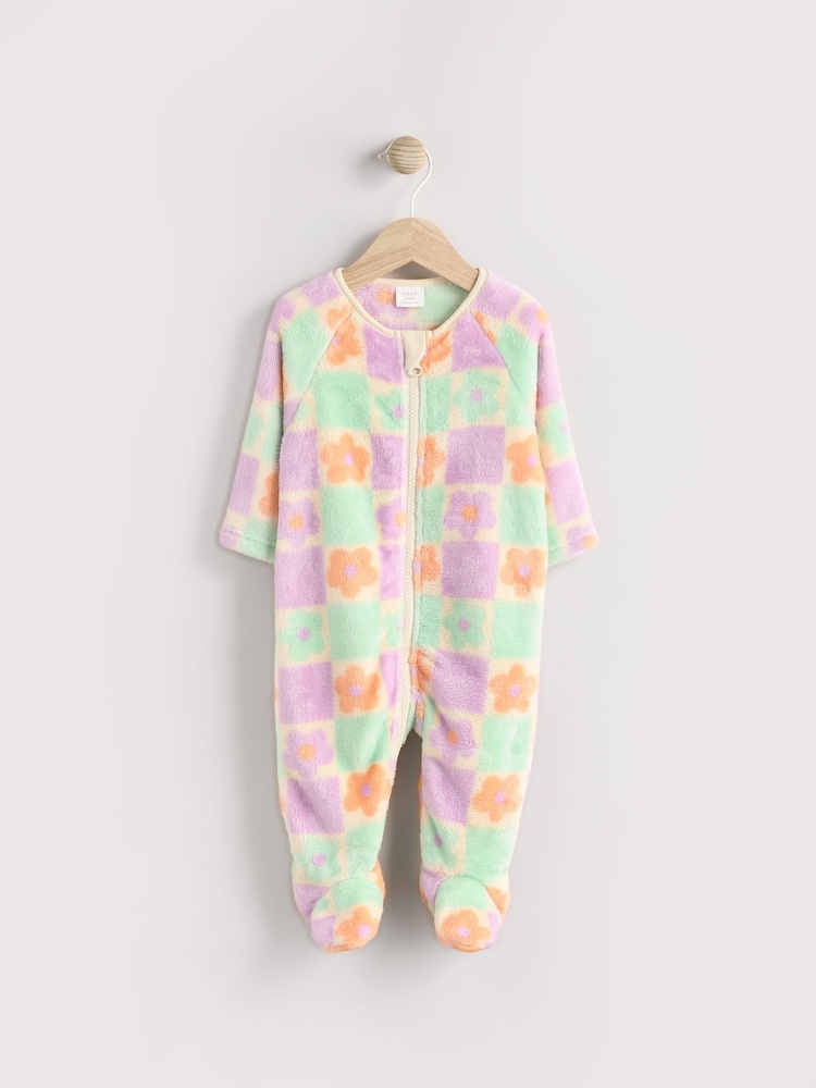 Purple Baby Zip Fleece Sleepsuit - Image 1 of 7