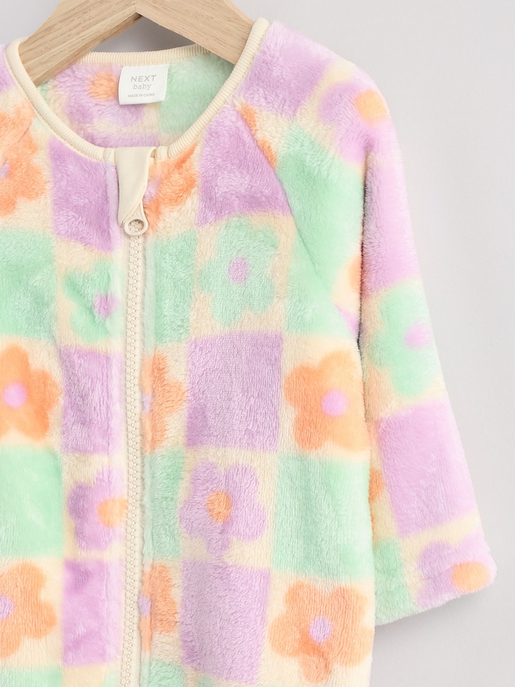 Purple Baby Zip Fleece Sleepsuit - Image 3 of 7