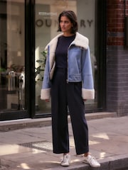 Mid Blue Borg Lined Denim Jacket - Image 2 of 4