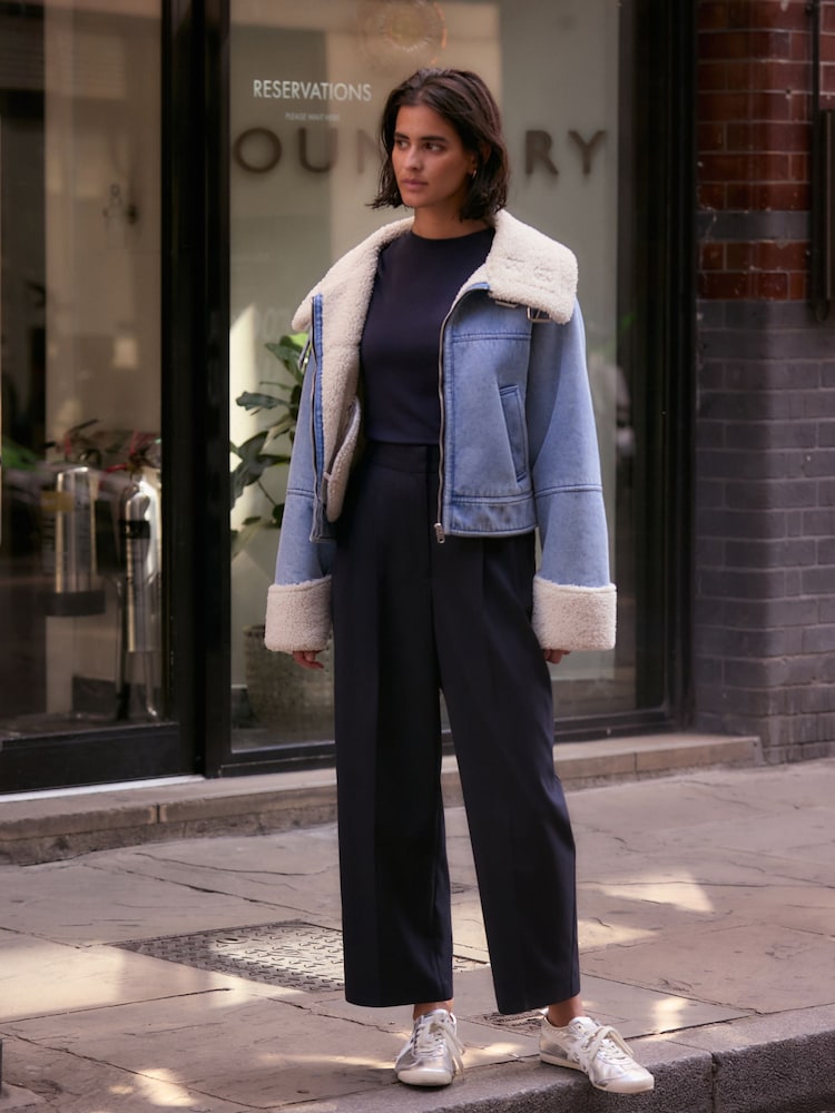 Mid Blue Borg Lined Denim Jacket - Image 2 of 4