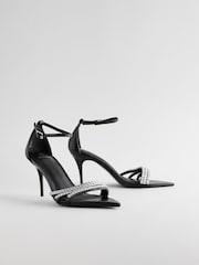 Black Forever Comfort® Point Toe Jewel Trim High Heel Sandals - Image 3 of 7