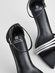 Black Forever Comfort® Point Toe Jewel Trim High Heel Sandals - Image 7 of 7