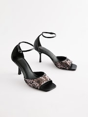 Negru - Forever Comfort ® Open Square Toe Paiete Sandale - Image 4 of 9