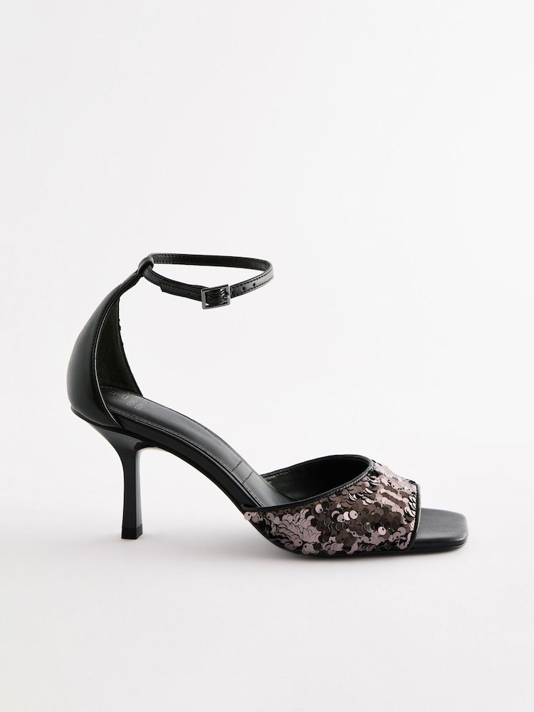 Negru - Forever Comfort ® Open Square Toe Paiete Sandale - Image 5 of 9