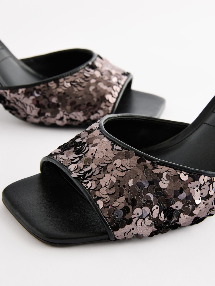 Negru - Forever Comfort ® Open Square Toe Paiete Sandale - Image 6 of 9