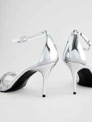 Silver Forever Comfort® Point Toe Jewel Trim High Heel Sandals - Image 7 of 9