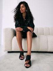 Black Forever Comfort® Round Toe Mesh Sandals - Image 2 of 9