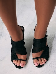 Black Forever Comfort® Round Toe Mesh Sandals - Image 3 of 9