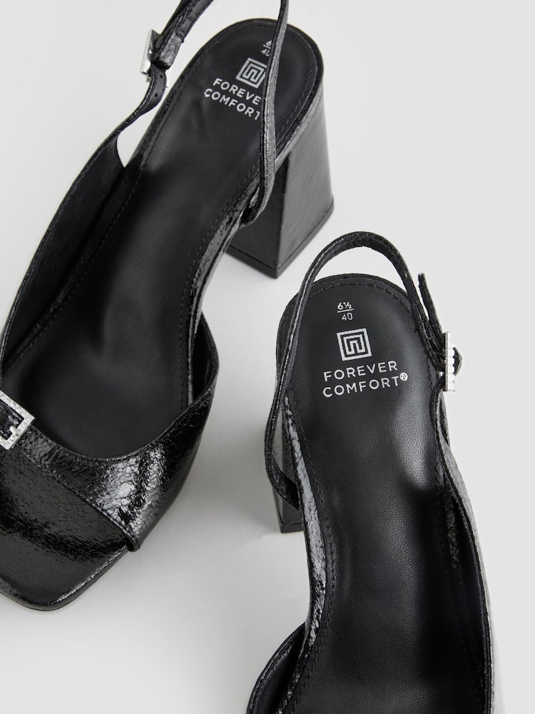 Schwarz - Forever Comfort® Block-Slingback-Sandalen mit eckiger Zehenpartie und Schnallenverzierung - Bild 7 von 7 Schwarz - Forever Comfort® Block-Slingback-Sandalen mit eckiger Zehenpartie und Schnallenverzierung - Bild 7 von 7