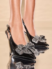 Lipsy Black High Slingback Bow Party Court - Image 3 of 3