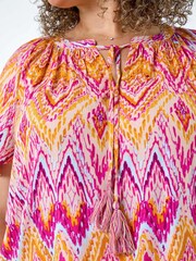 Roman Orange Zig Zag Print Tie Tassel Top - Image 5 of 5