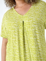 Roman Green Pleat Front Printed Stretch Top - Image 5 of 5
