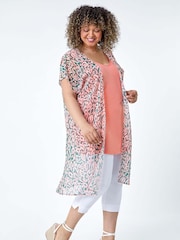 Roman Pink 2 in 1 Chiffon Overlay Jersey Cover-Up Top - Image 2 of 5