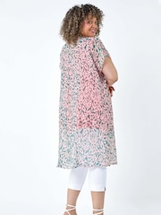 Roman Pink 2 in 1 Chiffon Overlay Jersey Cover-Up Top - Image 3 of 5