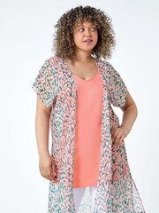 Roman Pink 2 in 1 Chiffon Overlay Jersey Cover-Up Top - Image 4 of 5