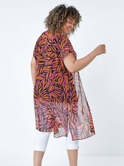 Roman Orange 2 in 1 Chiffon Overlay Jersey Cover-Up Top - Image 3 of 5