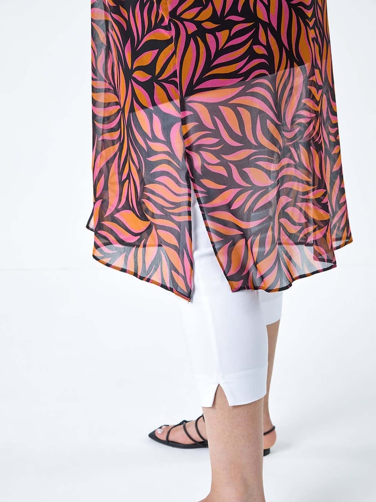 Roman Orange 2 in 1 Chiffon Overlay Jersey Cover-Up Top - Image 5 of 5