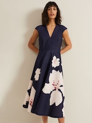 Phase Eight Black Scuba Fit And Flare Rakhi Midi Dress - Image 3 of 6