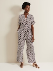 Phase Eight Black Geo Andra Tie Waist Jumpsuit - Image 1 of 7