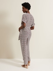 Phase Eight Black Geo Andra Tie Waist Jumpsuit - Image 2 of 7