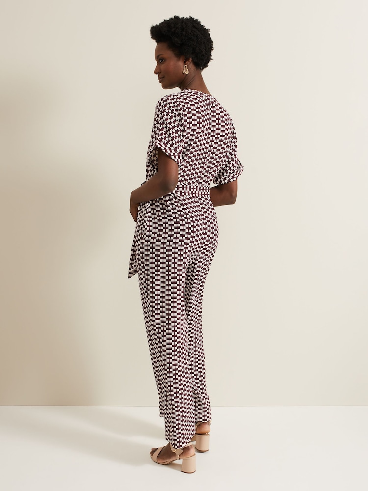 Phase Eight Black Geo Andra Tie Waist Jumpsuit - Image 2 of 7
