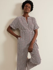 Phase Eight Black Geo Andra Tie Waist Jumpsuit - Image 3 of 7