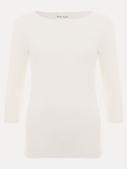 Phase Eight Cream Tannah Ribbed Slash Neck Top - Image 7 of 7