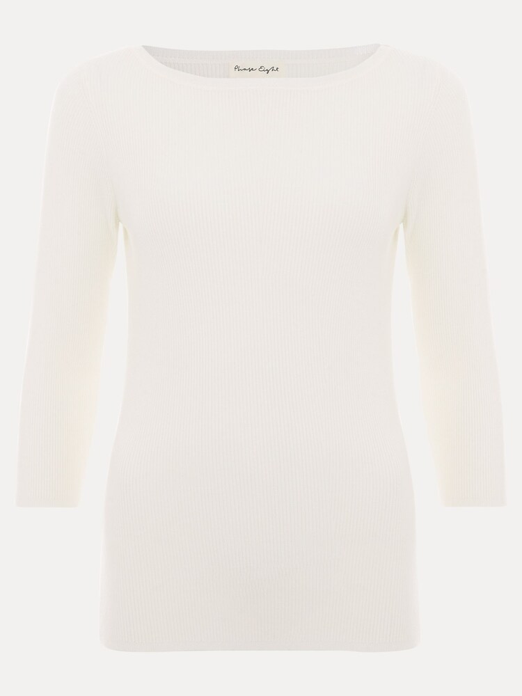 Phase Eight Cream Tannah Ribbed Slash Neck Top - Image 7 of 7 Phase Eight Cream Tannah Ribbed Slash Neck Top - Image 7 of 7