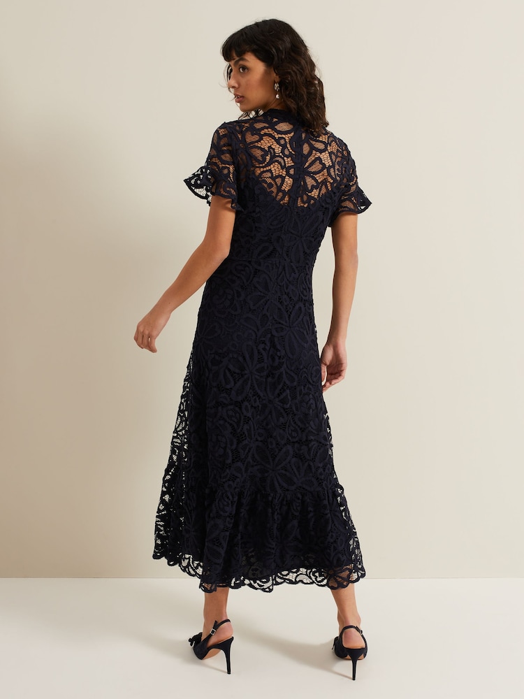 Phase Eight Blue Lula Lace Dress - Image 2 of 6