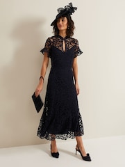 Phase Eight Blue Lula Lace Dress - Image 3 of 6