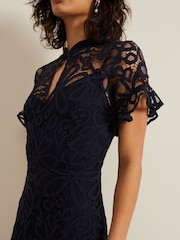 Phase Eight Blue Lula Lace Dress - Image 4 of 6