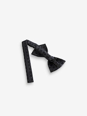 Black Jacquard Bow Tie And Pocket Square Set - Image 4 of 4