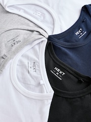 Noir/Gris chiné/Blanc/bleu marine - Ajustement régulier - Lot de 100t-shirts superposés en coton 5 - Image 14 de 15
