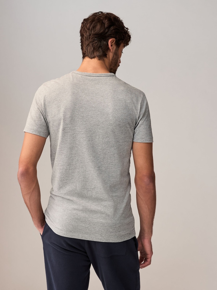 Black/Grey Marl/White/Navy Blue Regular Fit 100% Cotton Layering T-Shirts 5 Pack - Image 4 of 15
