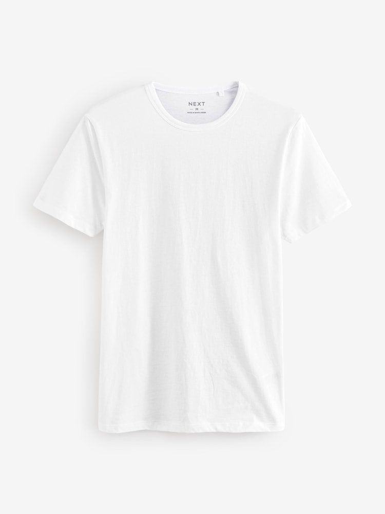 Black/Grey Marl/White/Navy Blue Regular Fit 100% Cotton Layering T-Shirts 5 Pack - Image 9 of 15