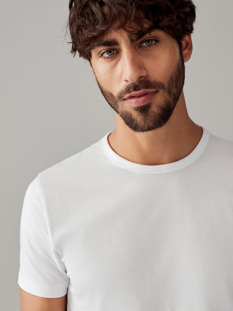 White Regular Fit 100% Cotton Layering T-Shirts 2 Pack - Image 6 of 9