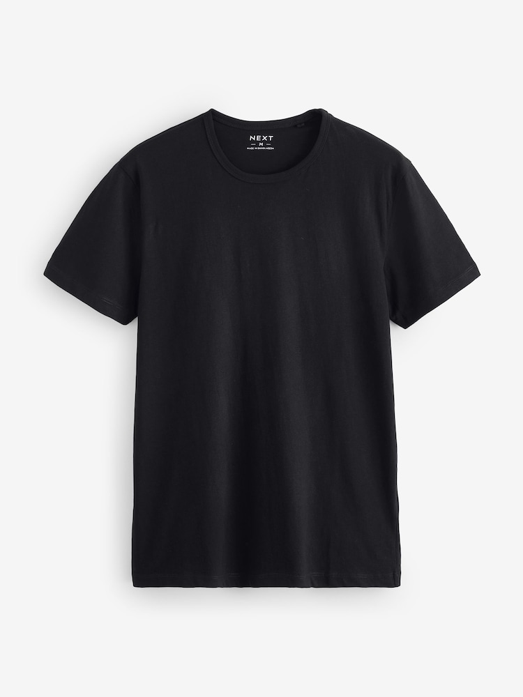 Black Regular Fit 100% Cotton Layering T-Shirts 2 Pack - Image 6 of 9