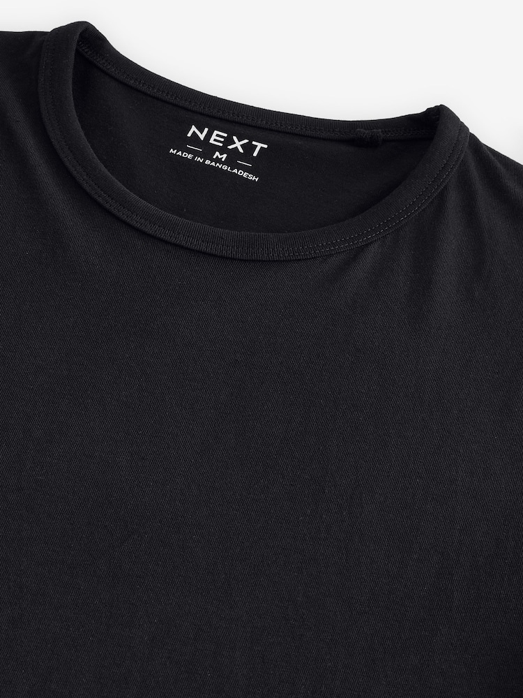 Black Regular Fit 100% Cotton Layering T-Shirts 2 Pack - Image 8 of 9