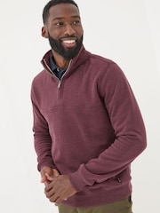FatFace Burgundy Red Brooke Half Neck 100% Cotton Sweatshirt - Image 1 of 5