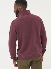 FatFace Burgundy Red Brooke Half Neck 100% Cotton Sweatshirt - Image 2 of 5