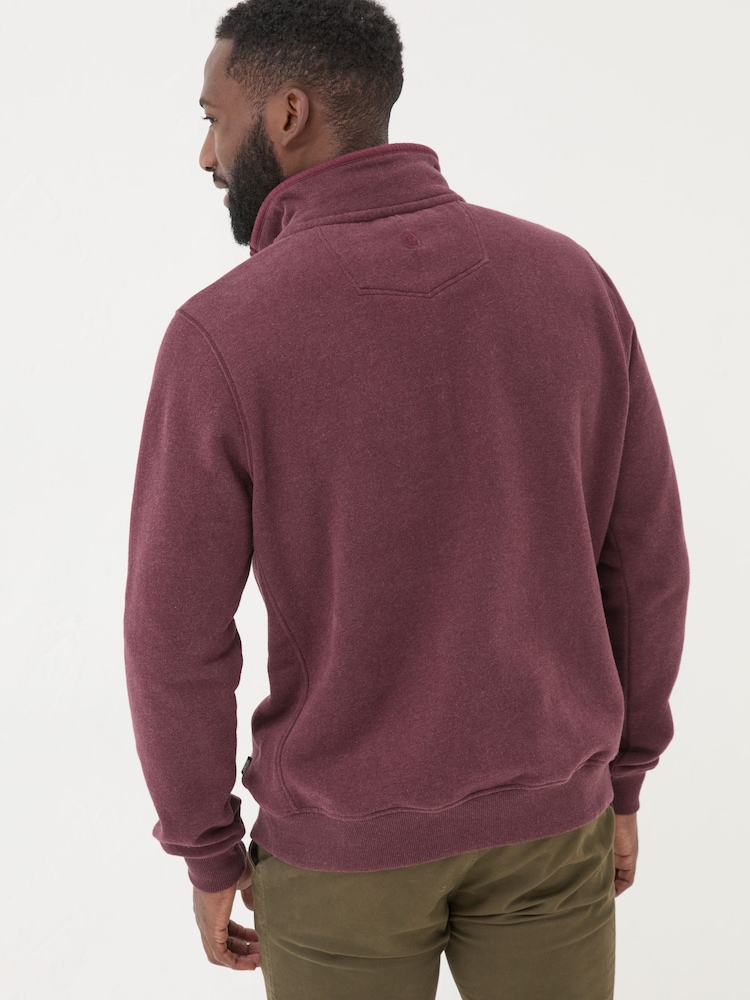 FatFace Burgundy Red Brooke Half Neck 100% Cotton Sweatshirt - Image 2 of 5