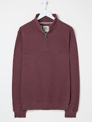FatFace Burgundy Red Brooke Half Neck 100% Cotton Sweatshirt - Image 5 of 5