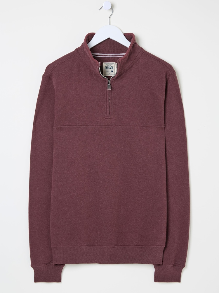 FatFace Burgundy Red Brooke Half Neck 100% Cotton Sweatshirt - Image 5 of 5