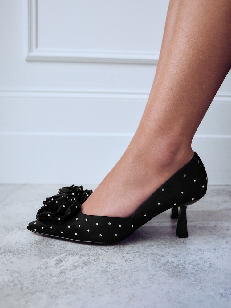 Black Forever Comfort® Jewel Corsage Point Toe Heels - Image 1 of 11