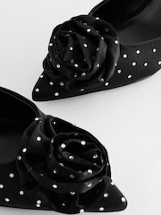Black Forever Comfort® Jewel Corsage Point Toe Heels - Image 11 of 11