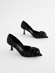 Black Forever Comfort® Jewel Corsage Point Toe Heels - Image 5 of 11