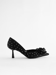 Black Forever Comfort® Jewel Corsage Point Toe Heels - Image 6 of 11
