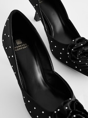 Black Forever Comfort® Jewel Corsage Point Toe Heels - Image 8 of 11