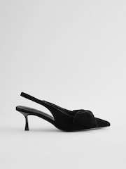 Black Velvet Standard Fit Forever Comfort® Bow Slingback Kitten Heels - Image 5 of 8