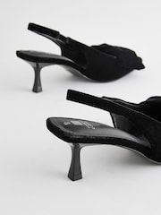 Black Velvet Standard Fit Forever Comfort® Bow Slingback Kitten Heels - Image 6 of 8